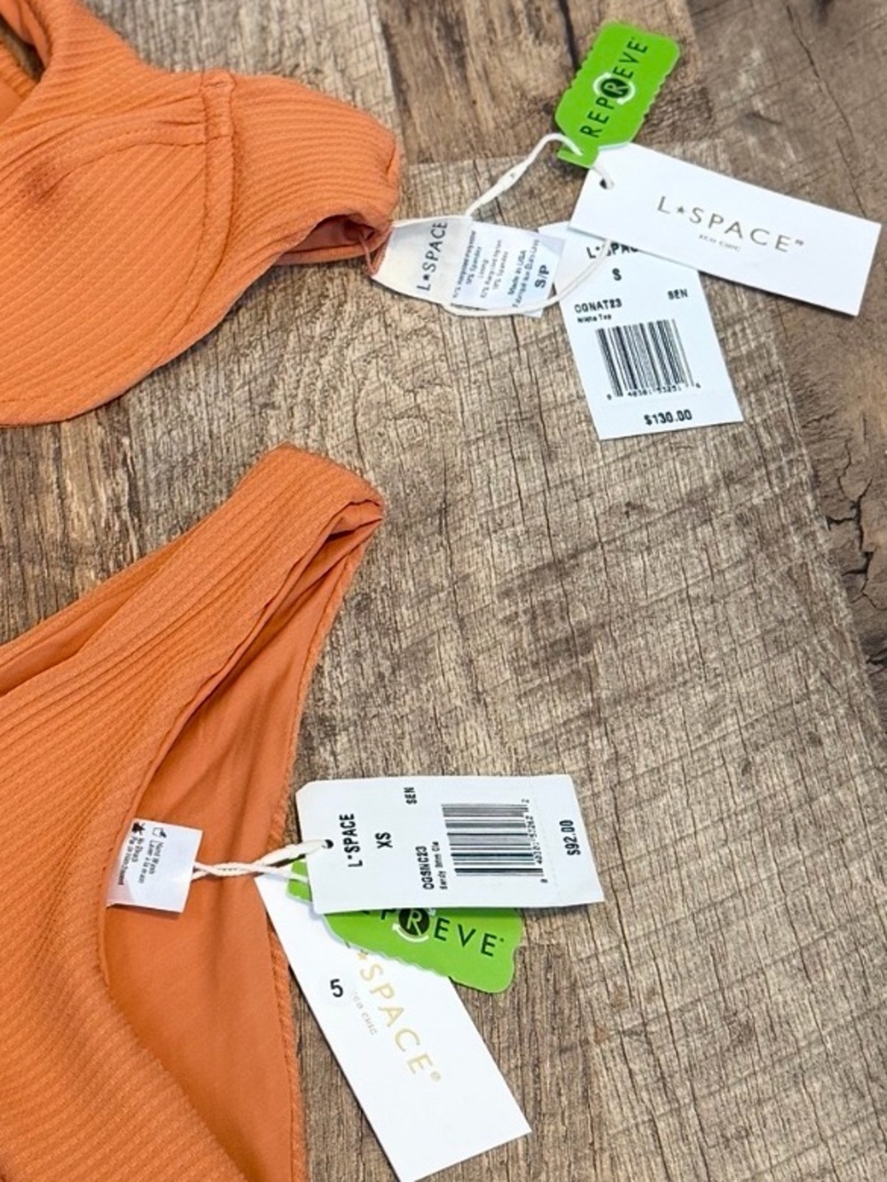 l*space Ribbed Pumpkin Orange Bikini Set - Picture 2 of 2